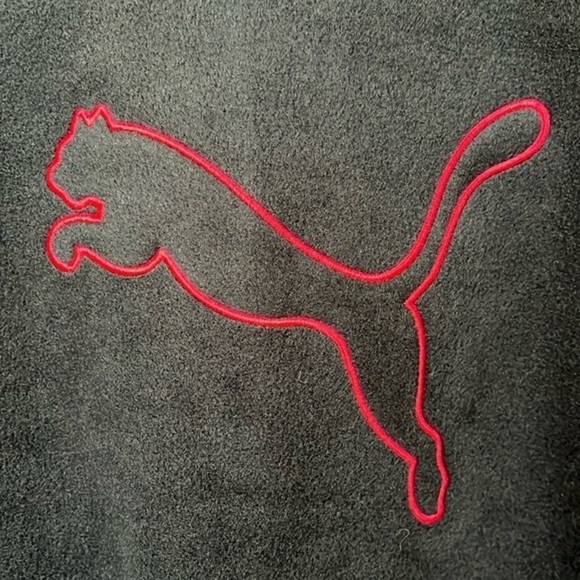 Brand New Puma Black Zip Up Fleece Jacket Embroidered Red Logo Sporty Athletic - Picture 11 of 16